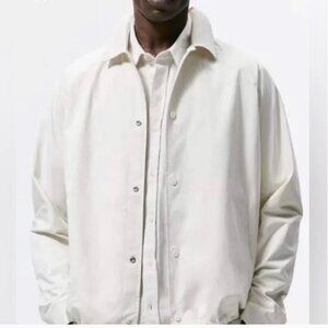 Zara Off-White Utility Jacket Button Up Shacket Jacket S Small collared